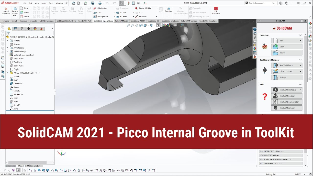 SolidCAM 2021 - How to define picco internal groove in ToolKit