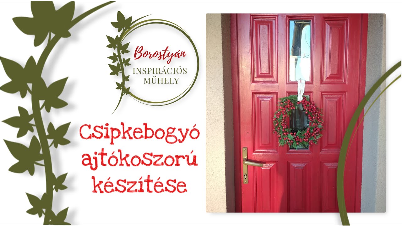 Őszi ajtókoszorú csipkebogyóból