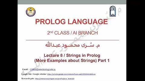 prolog language  lecture 8  More Examples about String  part1