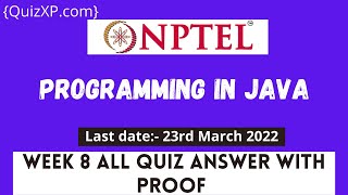 NPTEL PROGRAMMING IN JAVA WEEK 8 ASSIGNMENT ANSWERS | 2022