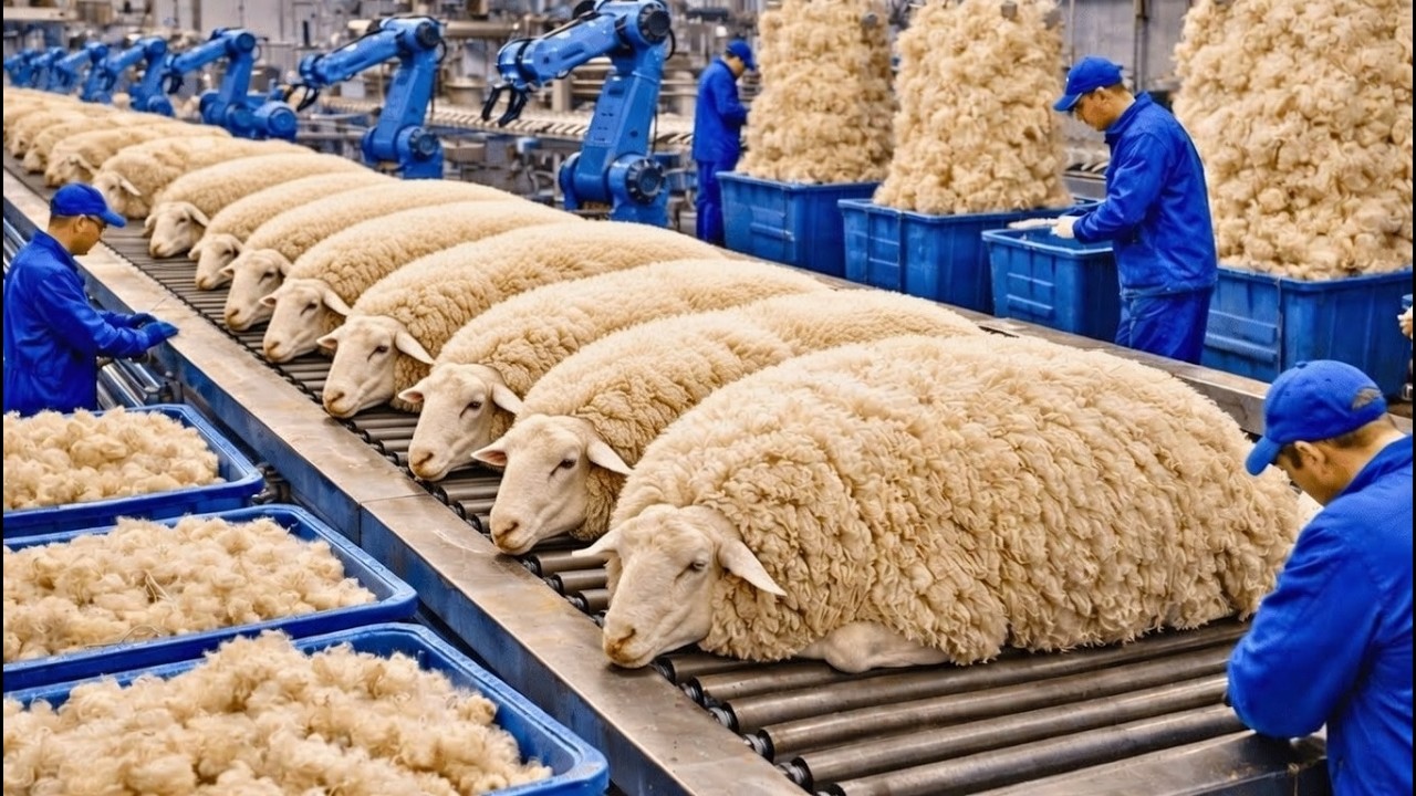 Inside a High-Tech Wool Processing Factory 🐑 | How Sheep Wool Is Processed with Modern Machines🏭