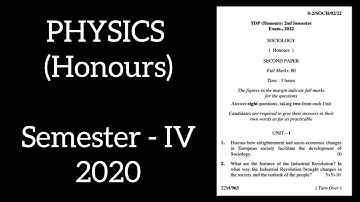 Physics (Honours) 4th Semester 2020 Tripura University Question Paper