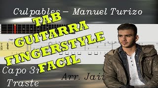 Video thumbnail of "Cómo tocar Culpables de Manuel Turizo en Guitarra Fingerstyle | Tablatura PDF GRATIS"