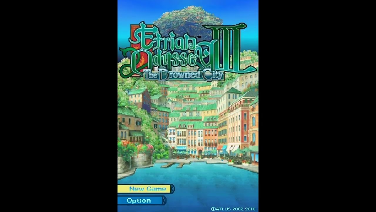 Etrian Odyssey III: The Drowned City (2010, Atlus, DS) - Title and Attract Screen