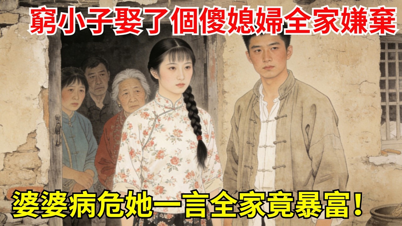 窮小子娶了個傻媳婦，全家嫌棄，婆婆病危她卻說壹句傻話，沒想到全家竟因此暴富！#故事頻道#民間故事#故事分享#中國文化#情感#聽書