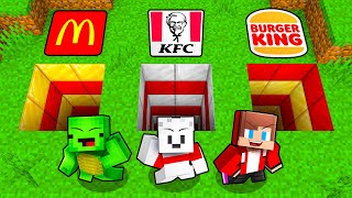 JJ \u0026 Mikey \u0026 Carrie: MCDONALDS vs BURGER KING vs KFC Battle in Minecraft - Maizen