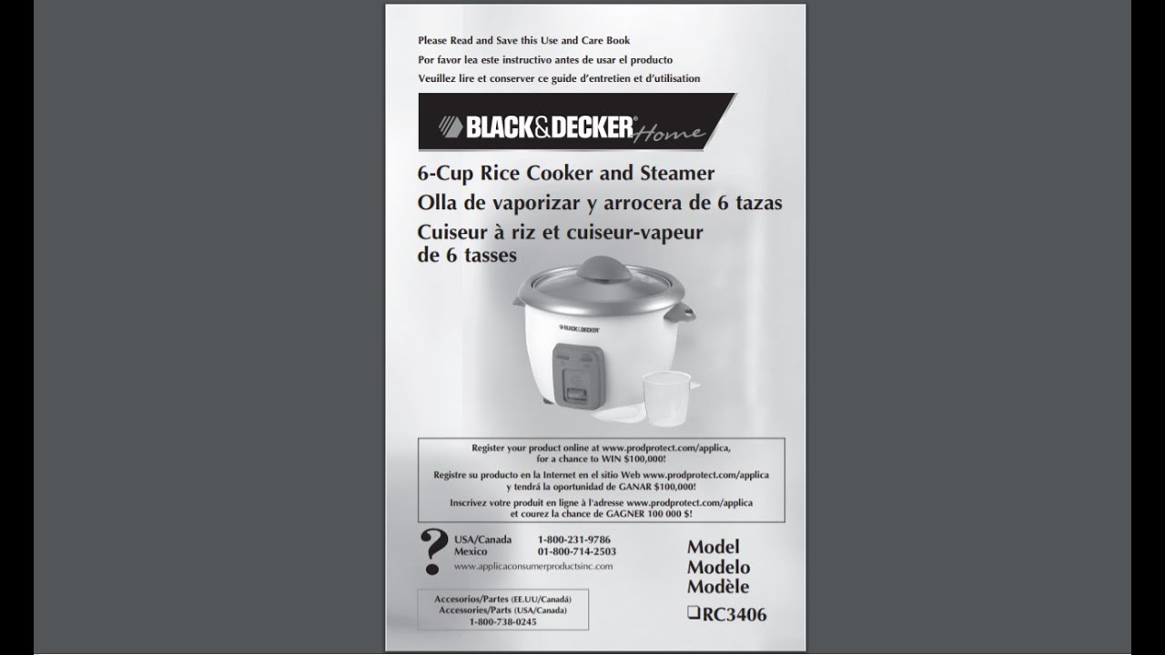 black and decker rice steamer manual