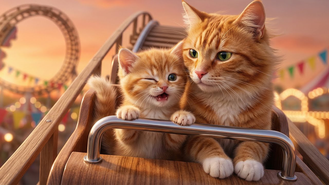 Baby Cat Was Scared of the Ride… Mama Cat’s Calm Changed Everything 🎢🐱