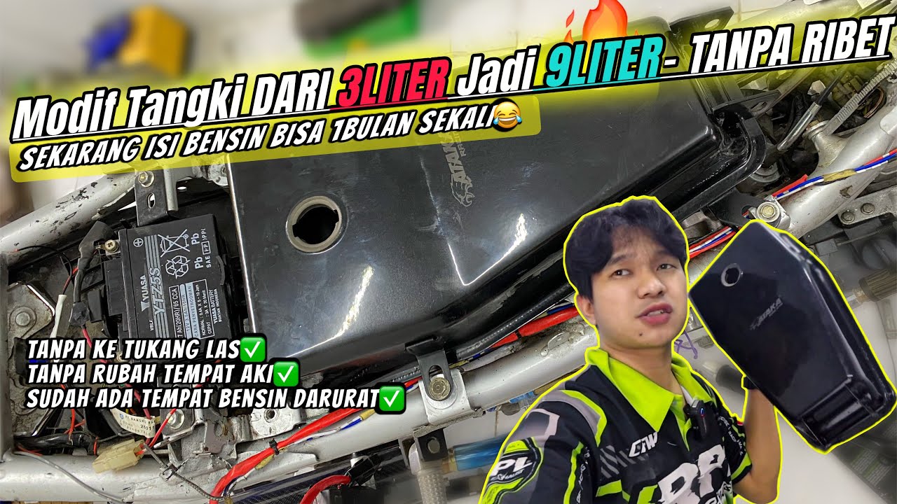 Modif Gila🔥Tangki Motor 3L Jadi 9L‼ Isi Bensin Cuma Sekali Sebulan‼