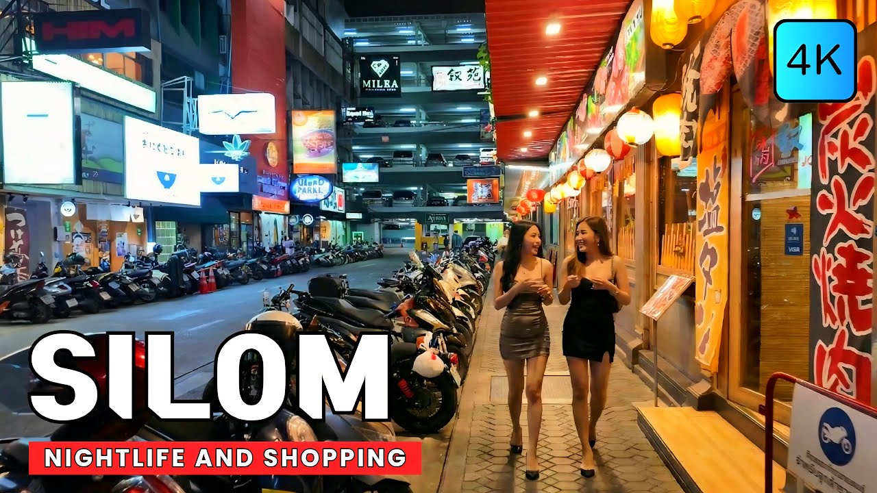 [4K] Nightlife and Shopping Areas in Silom, Bangkok 🇹🇭 ASMR 🎧 Walking Tour