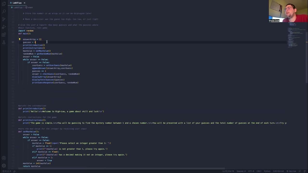 CSE 130 - W01 Lab: Python Guessing Game - YouTube