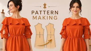 Cape Dress Pattern Drafting | Elegant Formal Dress Tutorial