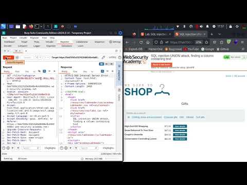 SQL Injection UNION, Finding a Column Containing Text | Web Security Academy | Portswigger Labs