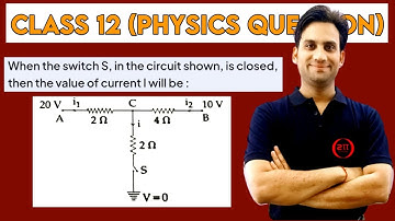When the switch S, in the circuit shown, is closed, then the value of current I will be :