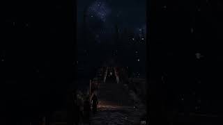 Snowy Night Walk Through Dragons Bridge | Skyrim Music & Ambience #shorts