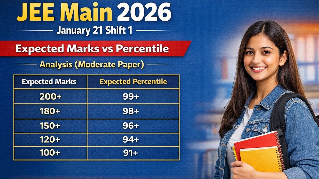 JEE Main 2026 January 21 Shift 1 Expected Marks vs Percentile Analysis ...