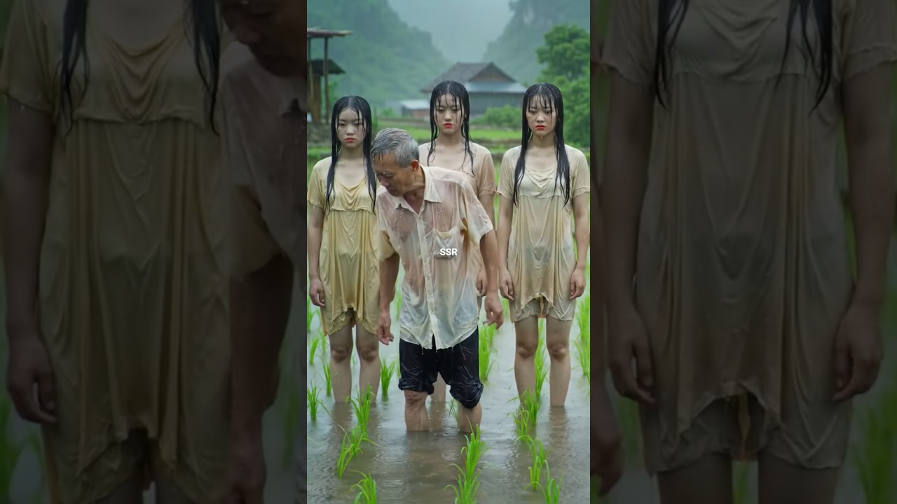 Why Are These Two Girls Silently Following This Old Man in the Rain?" 