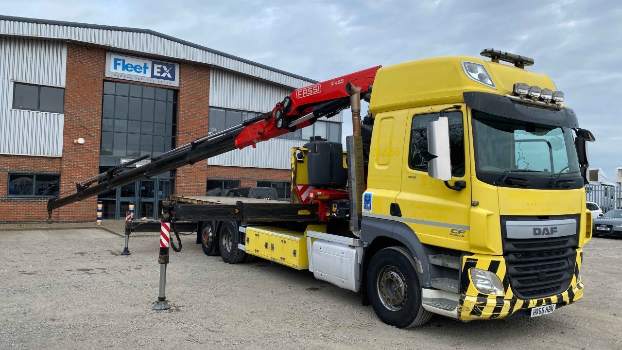DAF CF410 26/44 TONNE 6X2 DRAWBAR SPEC FLATBED CRANE 2016 - HV66 HBK