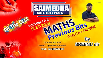 ECET 2023 II MATHS - PREVIOUS BITS EXPLANATION LIVE II SAIMEDHA