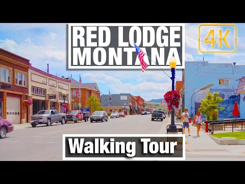 Walking Around Red Lodge Montana - Virtual Travel Walking Treadmill Scenery - 4K City Walks