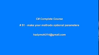C# Course in arabic # 51  methods with optional parameters