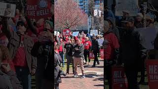 Today in Boston, hundreds of post office workers rally against Trump’s plan to privatize the USPS.