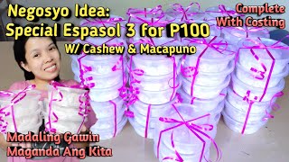 PART 2 SPECIAL ESPASOL W/CASHEW & MACAPUNO RECIPE Complete W/ Costing|Sideline & Homebased Business.