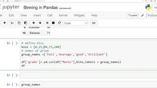 Python Pandas Binning in Urdu/ Hindi