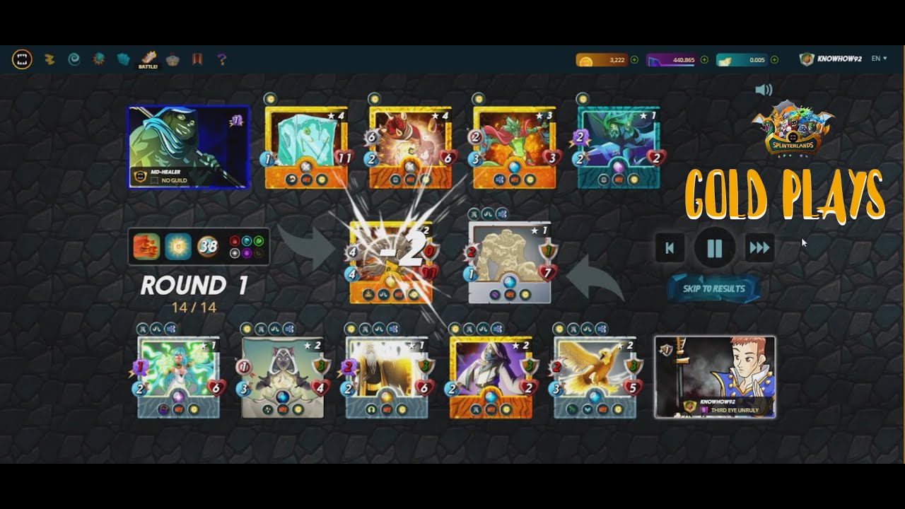 Splinterlands - Gold 3 Ranked Gameplay With The "Life Splinter"