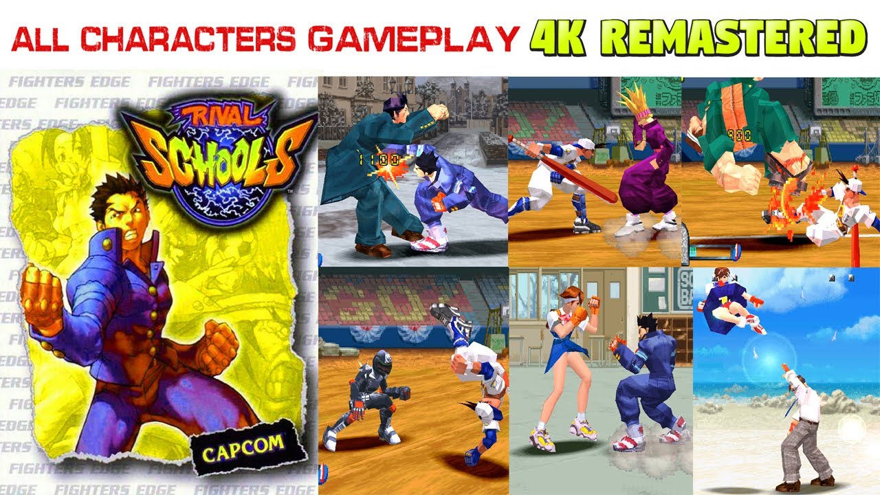 Rival Schools: United by Fate - All Characters Gameplay PS1 PSX 4K