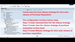 Part 2 Create and test new release strategy for item wise release of PR in SAP MM ECC6/S4 Hana