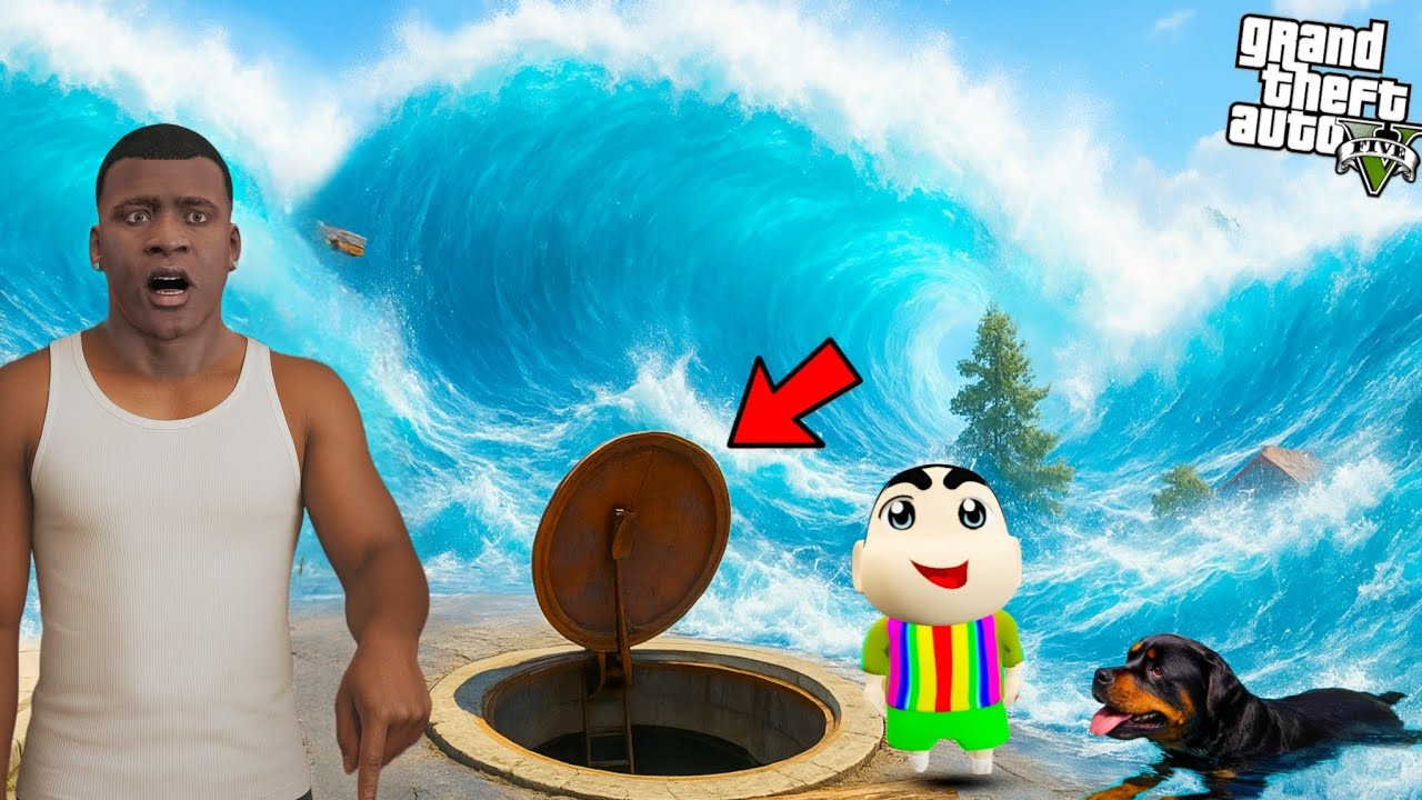 Franklin Found A Secret Bunker To Survive From The Tsunami In GTA 5 !!