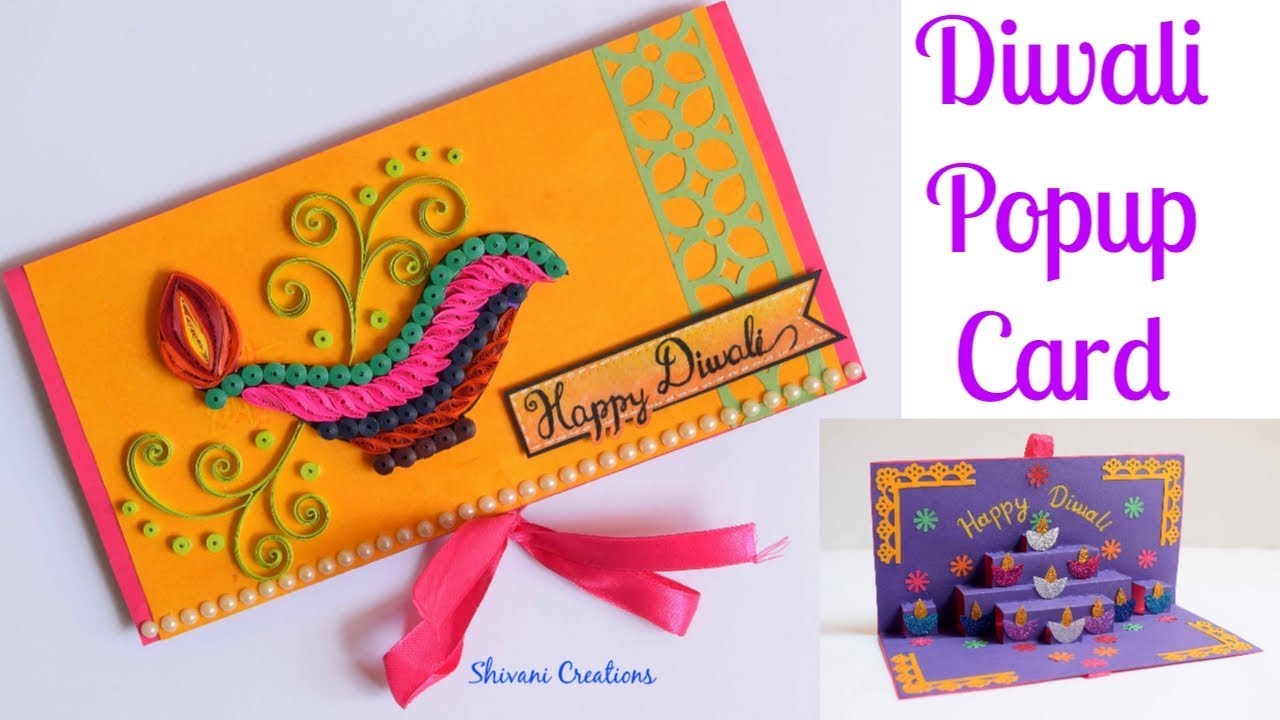 Quilled Popup Diwali Card/ Quilling Diya Card/ DIY Diwali Greeting ...