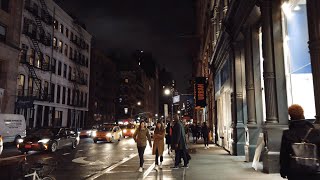 NYC Walk ⁴ᴷ⁶⁰ : Noho at Night - Downtown Manhattan New York