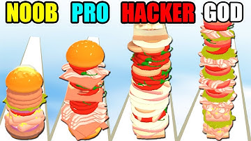 Hamburger Runner 3D - NOOB vs PRO vs HACKER vs GOD