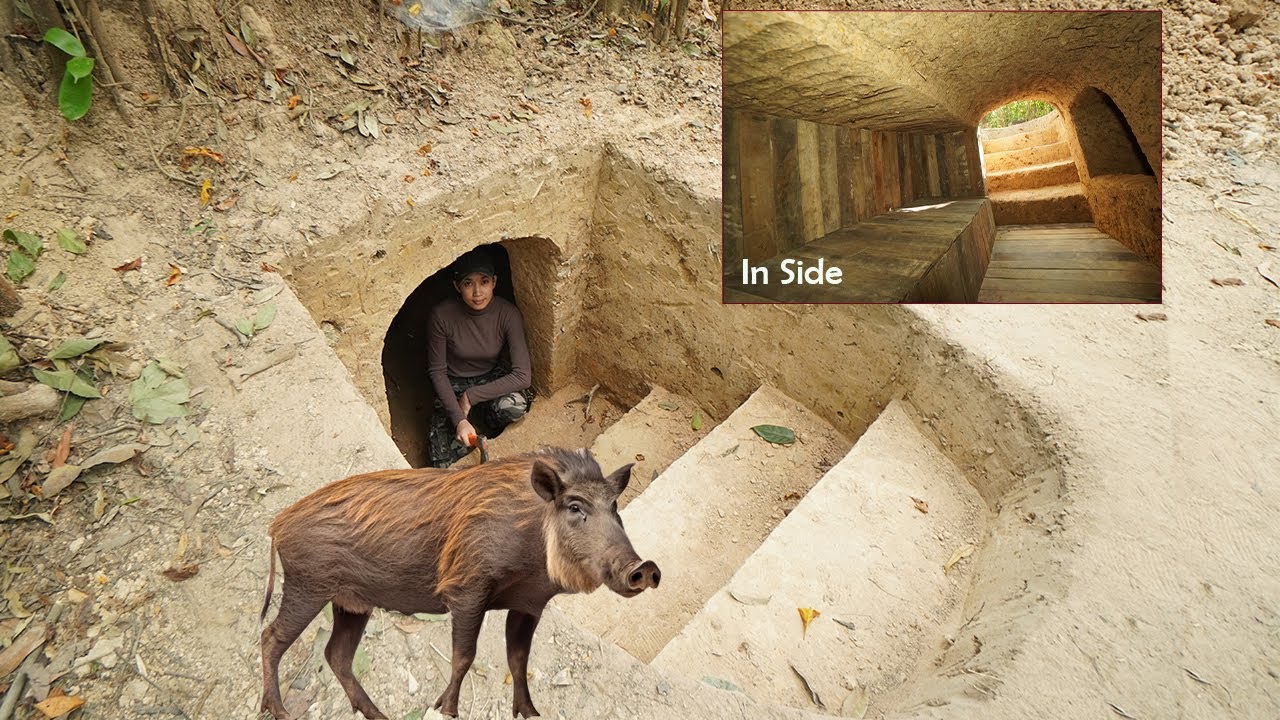Building a Warm Underground And Cozy Survival Dugout. Secret Cave For ...