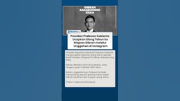 MOMEN HANGAT Presiden Prabowo Ucapkan Ulang Tahun ke Wapres Gibran melalui Unggahan di Instagram