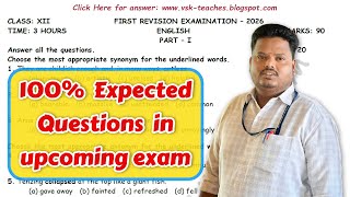 🔥12th English First Revision Exam 2026: Original Model Question Paper + Official Key PDF Download