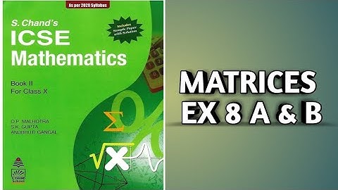 ICSE S CHAND MATHEMATICS CLASS X MATRICES EX - 8 A & B SOLUTIONS