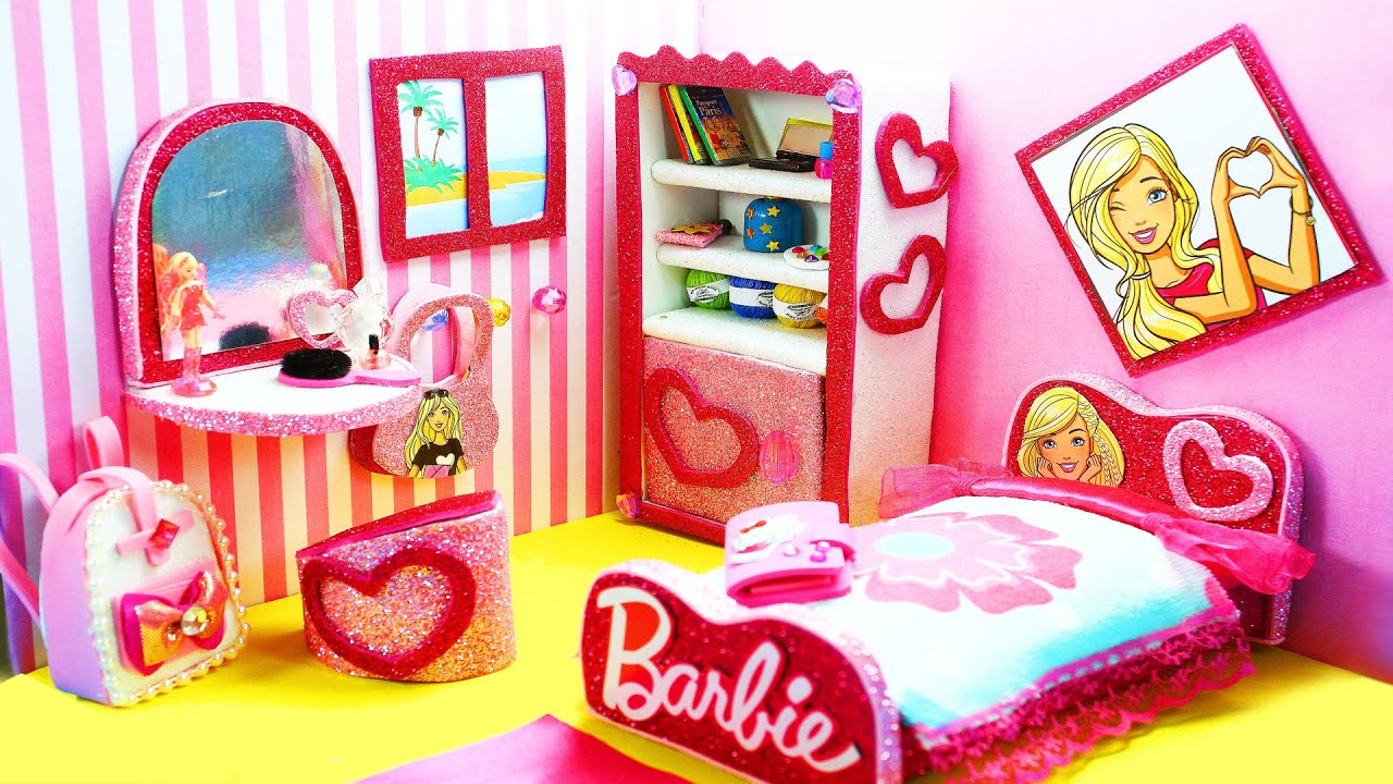 DIY Miniature Doll Bedroom for BARBIE Dolls - How to Make a Miniature Room  for Barbie Dolls - YouTube