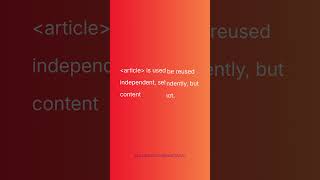 section vs article | HTML Interview Question