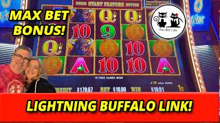 WINNING ON LIGHTNING BUFFALO LINK! MAX BET BONUS! #theslotcats #buffalo #slots #maxbet #winning screenshot 3