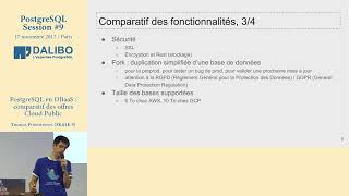 PostgreSQL Session #9 - Thomas Poindessous - PostgreSQL en DBaaS, comparatif offres Cloud