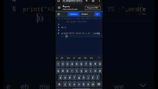 Check Character ASCII value #coding #logic #onetime #programming #program #python #syntax #viral