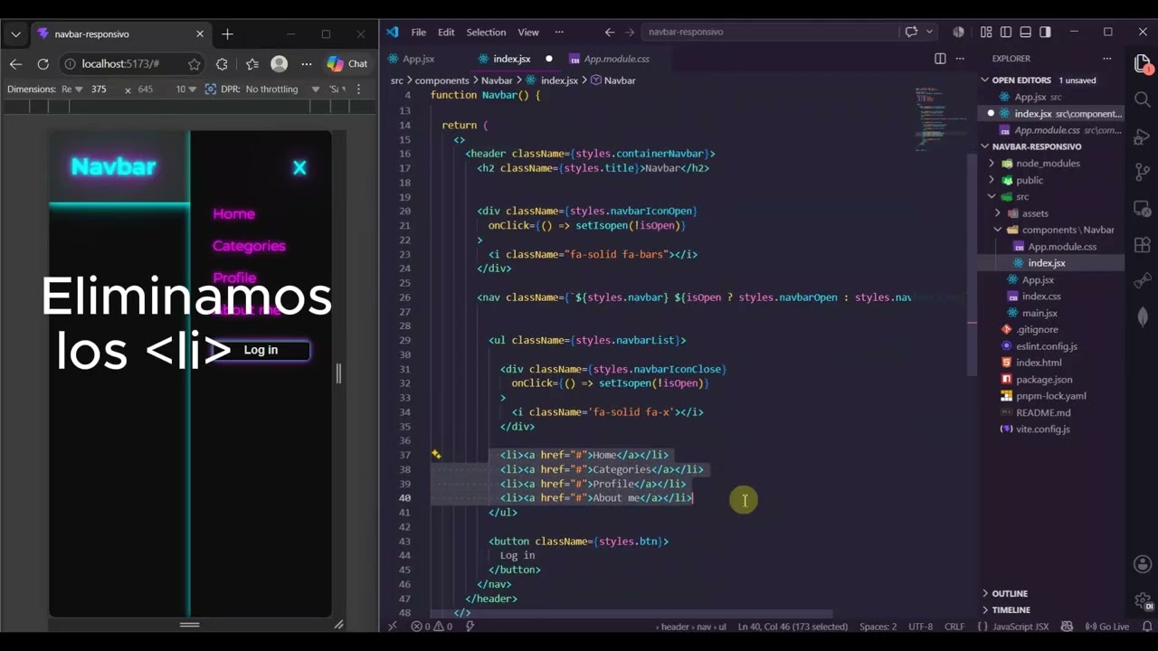 Navbar Responsivo en React.js + CSS Modules | Tutorial Paso a Paso Parte 2 Creación de Componentes