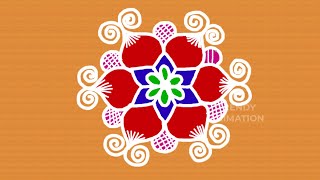 Awesome easy & simple rangoli 5*3dots | Easy muggulu | Chukkala muggulu | Rangoli designs | Kolam |