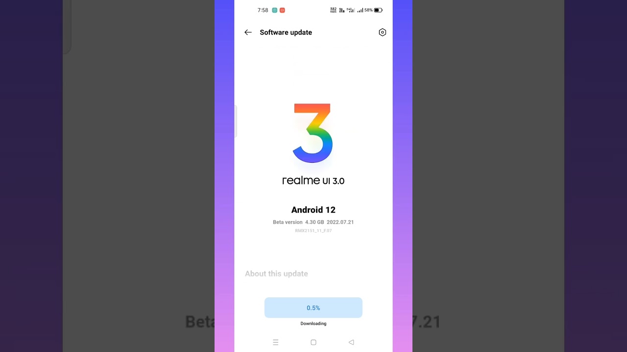 Android 12 Update in Realme7 
