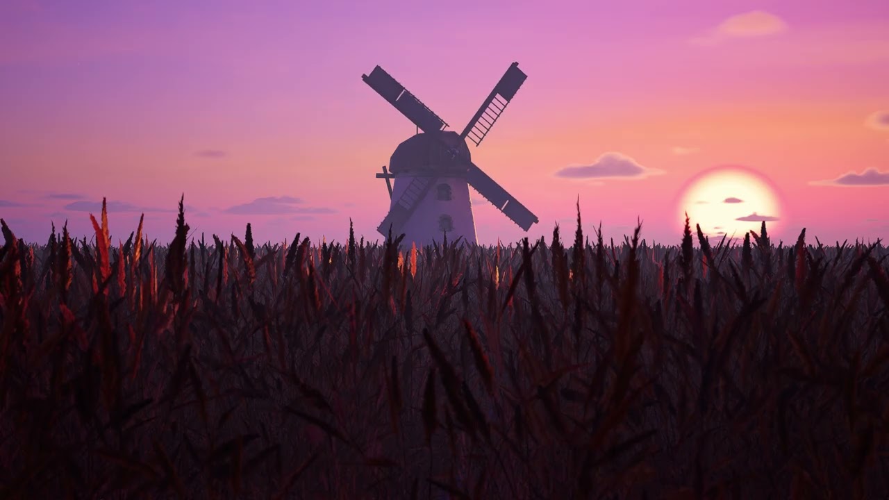 This Sunset Windmill Scene Will Surprise You! Relaxing Screensaver