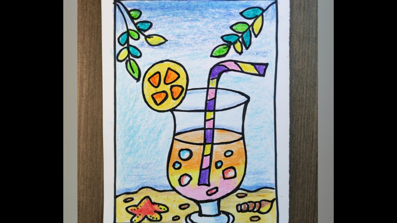 How to draw and color a  Summer Drink for kids.