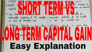 Short Term vs Long Term Capital Gains|Difference between short term and long term capital gain